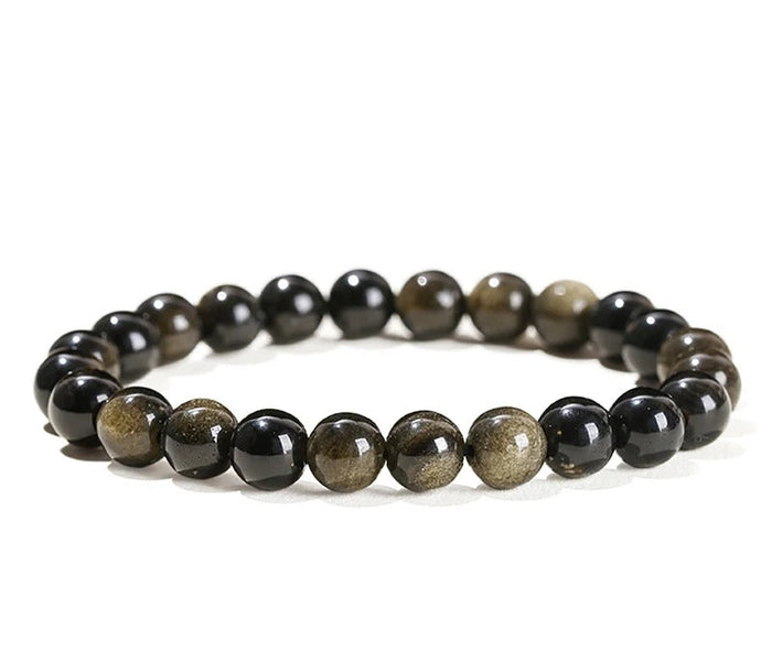 Bracelet Obsidienne Dorée